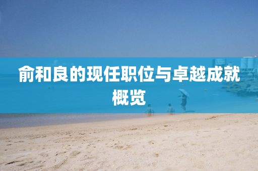 俞和良的現(xiàn)任職位與卓越成就概覽