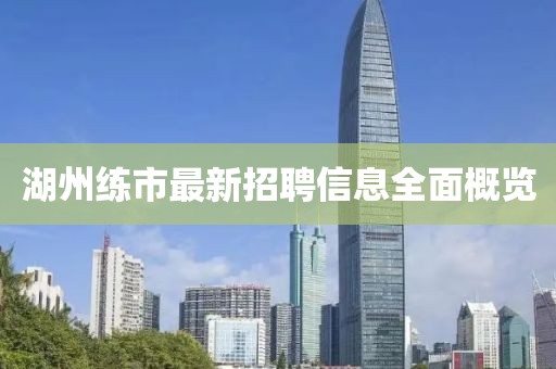 湖州練市最新招聘信息全面概覽