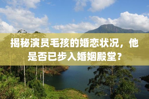 揭秘演員毛孩的婚戀狀況，他是否已步入婚姻殿堂？
