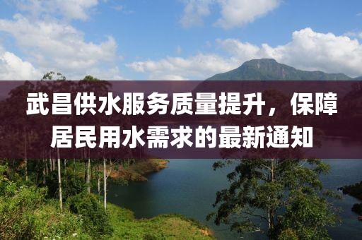 武昌供水服務(wù)質(zhì)量提升，保障居民用水需求的最新通知