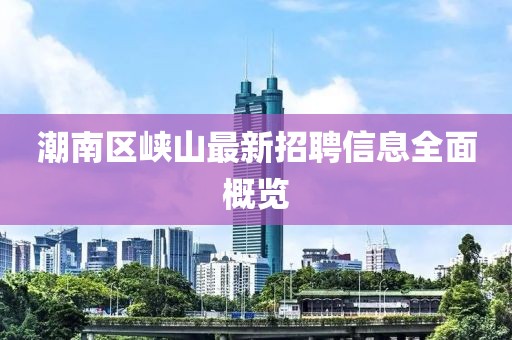 潮南區(qū)峽山最新招聘信息全面概覽