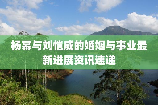 楊冪與劉愷威的婚姻與事業(yè)最新進展資訊速遞