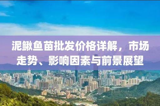 泥鰍魚苗批發(fā)價格詳解，市場走勢、影響因素與前景展望