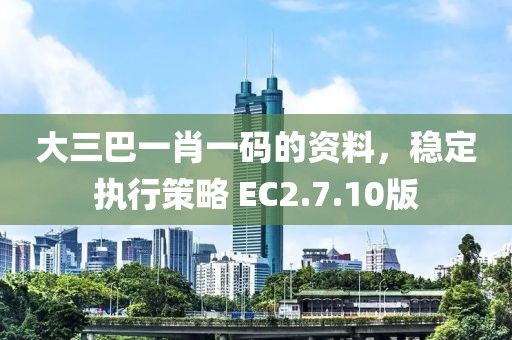 大三巴一肖一碼的資料，穩(wěn)定執(zhí)行策略 EC2.7.10版
