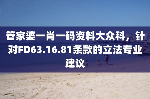 管家婆一肖一碼資料大眾科，針對(duì)FD63.16.81條款的立法專業(yè)建議