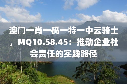 澳門一肖一碼一特一中云騎士，MQ10.58.45：推動(dòng)企業(yè)社會(huì)責(zé)任的實(shí)踐路徑