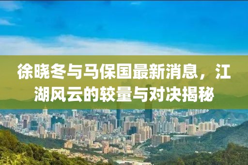 徐曉冬與馬保國最新消息，江湖風云的較量與對決揭秘