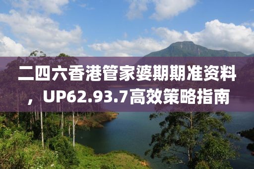 二四六香港管家婆期期準資料，UP62.93.7高效策略指南