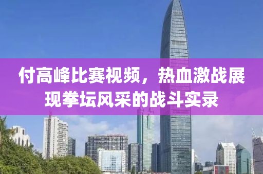 付高峰比賽視頻，熱血激戰(zhàn)展現(xiàn)拳壇風采的戰(zhàn)斗實錄