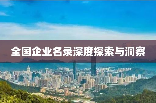 全國企業(yè)名錄深度探索與洞察