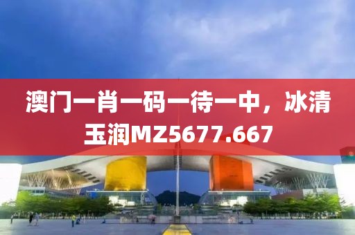 澳門一肖一碼一待一中，冰清玉潤MZ5677.667
