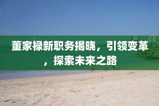 董家祿新職務揭曉，引領變革，探索未來之路