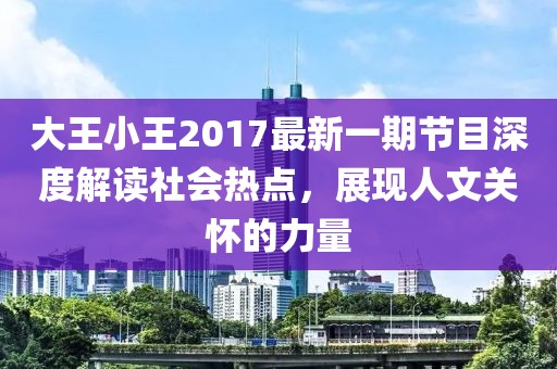 大王小王2017最新一期節(jié)目深度解讀社會(huì)熱點(diǎn)，展現(xiàn)人文關(guān)懷的力量