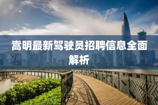 嵩明最新駕駛員招聘信息全面解析