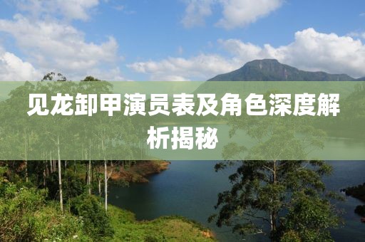見龍卸甲演員表及角色深度解析揭秘