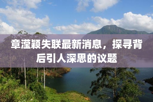 章瀅穎失聯(lián)最新消息，探尋背后引人深思的議題