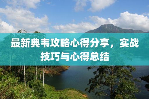 最新典韋攻略心得分享，實(shí)戰(zhàn)技巧與心得總結(jié)