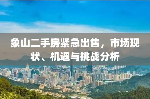 象山二手房緊急出售，市場現(xiàn)狀、機(jī)遇與挑戰(zhàn)分析