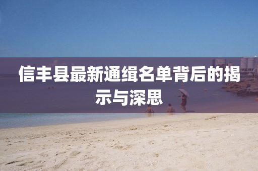 信豐縣最新通緝名單背后的揭示與深思